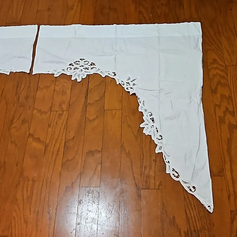 White Battenburg Lace Waterfall Curtains 100% Cotton | Cottagecore Drapes